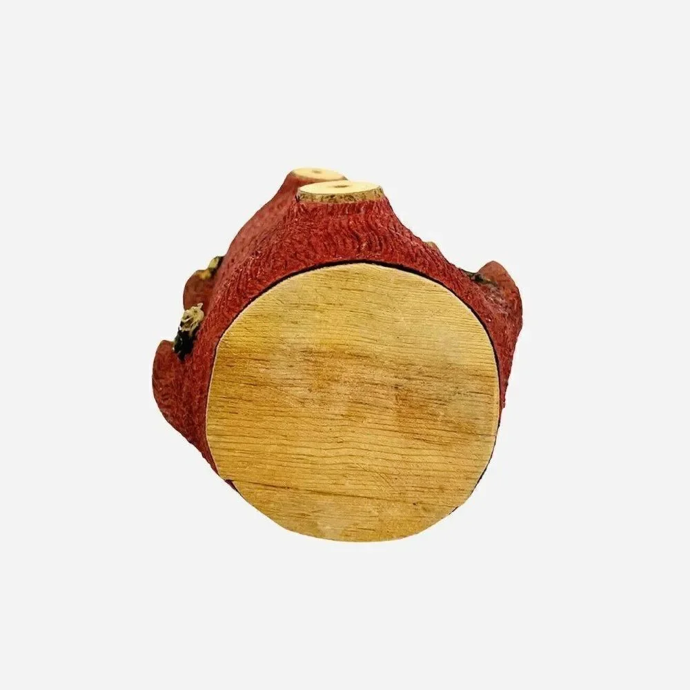 RARE VTG Red Carved Bark Wrapped Decanter Bottle Natural Wood Wine Rustic Bar